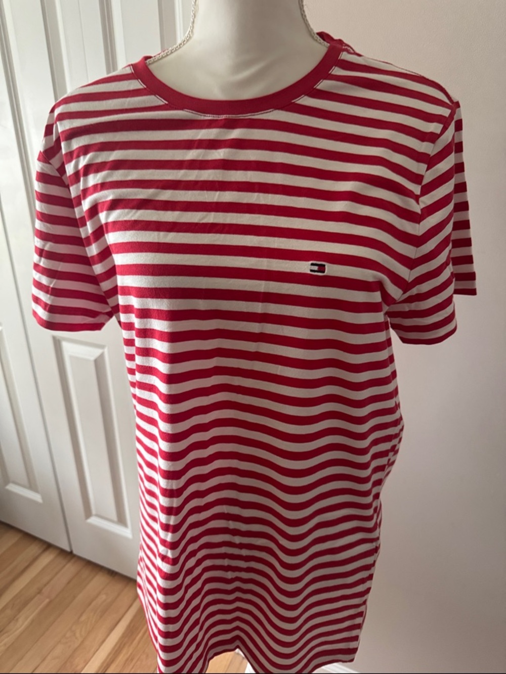 Tommy Hilfiger Red & White Striped Short Sleeve Tee